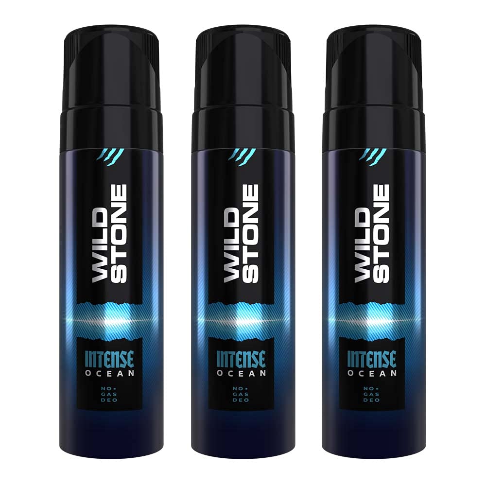 Wild Stone Intense Ocean No Gas Deo, Long Lasting Body Deodorants Spray For Men,Pack of 3,120ml each