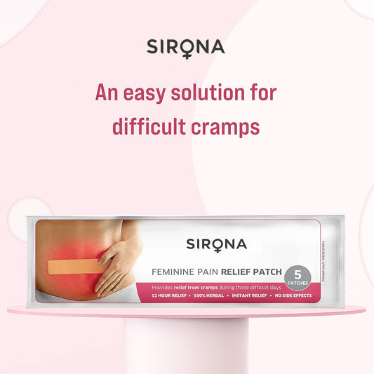 Sirona Herbal Period Pain Relief Patches - Pack of 5 | Instant Relief from Menstrual Cramps | Cool Patches with No Chemical Actives | No Side Effects