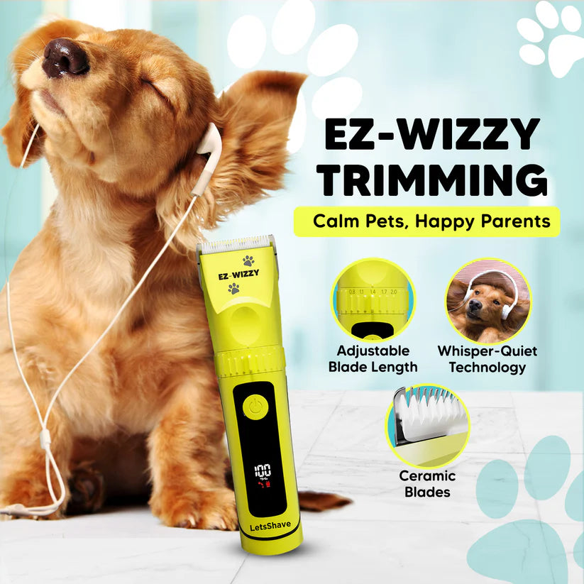 LetsShave EZ-WIZZY Pet Trimmer Pro – Whisper-Quiet Professional Grooming Kit with LED Display & Ceramic Blades