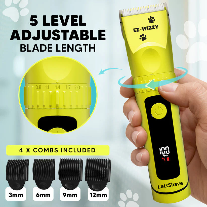 LetsShave EZ-WIZZY Pet Trimmer Pro – Whisper-Quiet Professional Grooming Kit with LED Display & Ceramic Blades