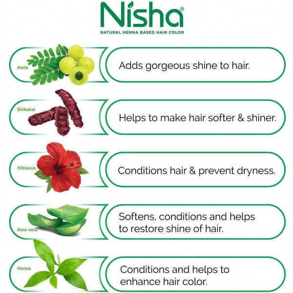 Nisha Natural Henna Powder For Hair Color, Natural Black Hair, Herbal Conditioning Hair Dye for Silky & Shiny Soft Hair Colour for Men & Women