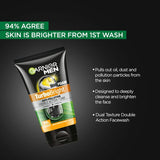 Garnier Men, Face Wash, Brightening & Anti-Pollution, TurboBright Double Action, 100 g