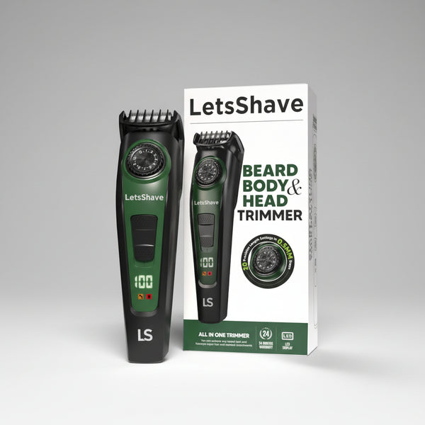 LetsShave All in One Trimmer for Men Beard Body Head USB C Fast Charging LED Display