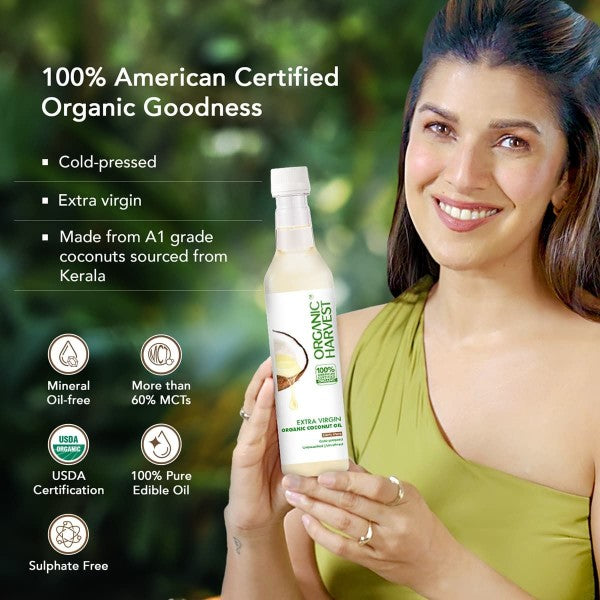 Organic Harvest Extra Virgin Organic Coconut Oil With Comb Applicator 200ml