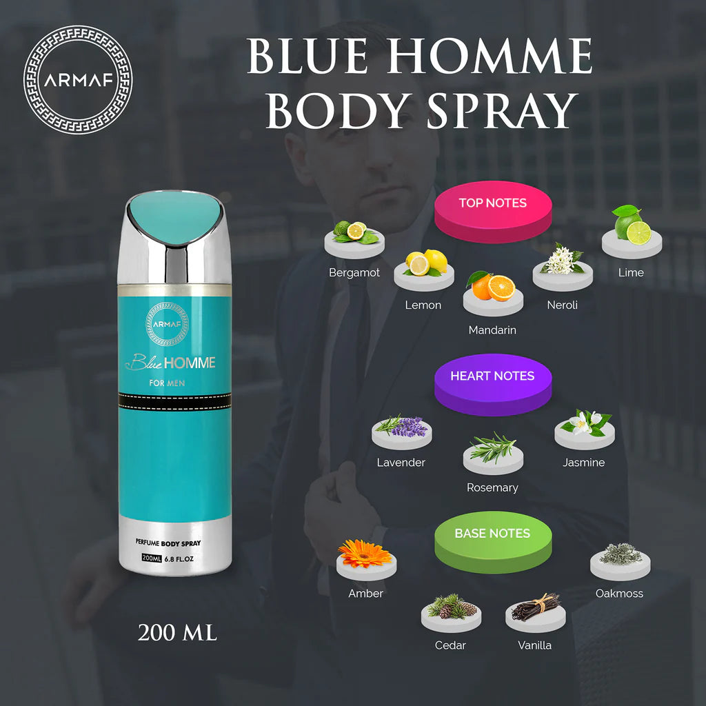 Armaf Blue Homme Deodorant Spray for Men – Long Lasting Fresh Fragrance | 200ML