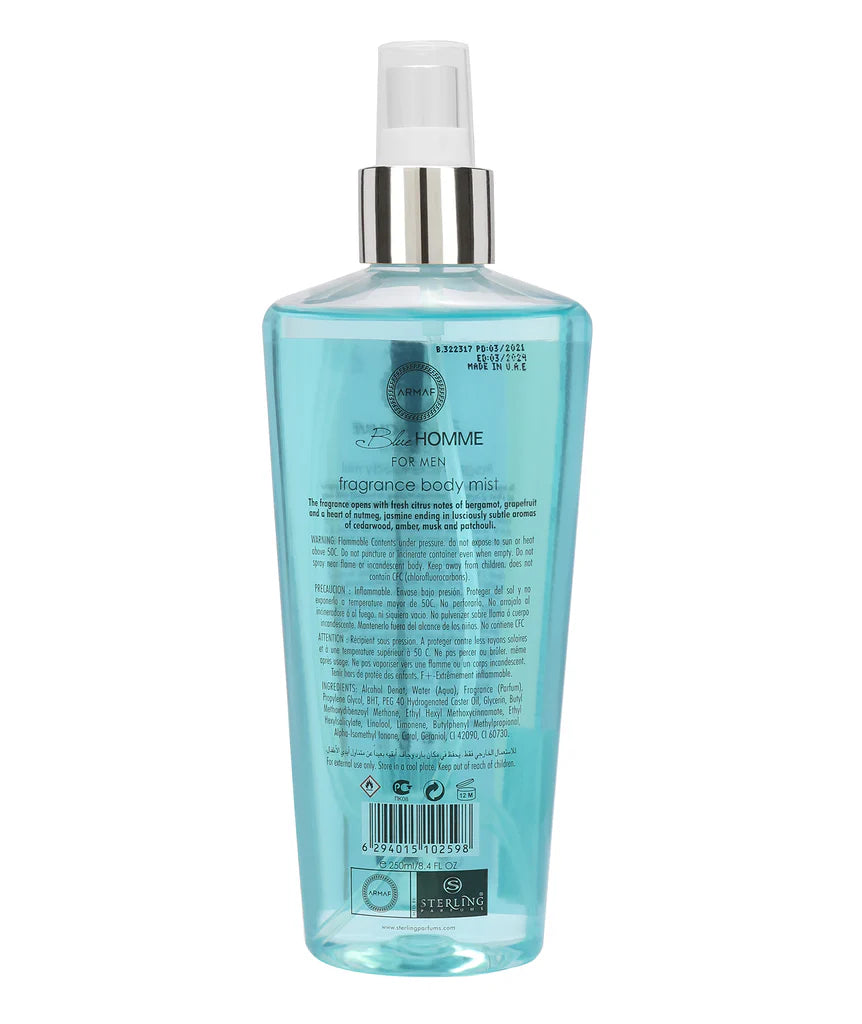 Armaf Blue Homme Mist for Men 250ml | Fresh & Long Lasting Body Spray | Daily Wear Deodorant