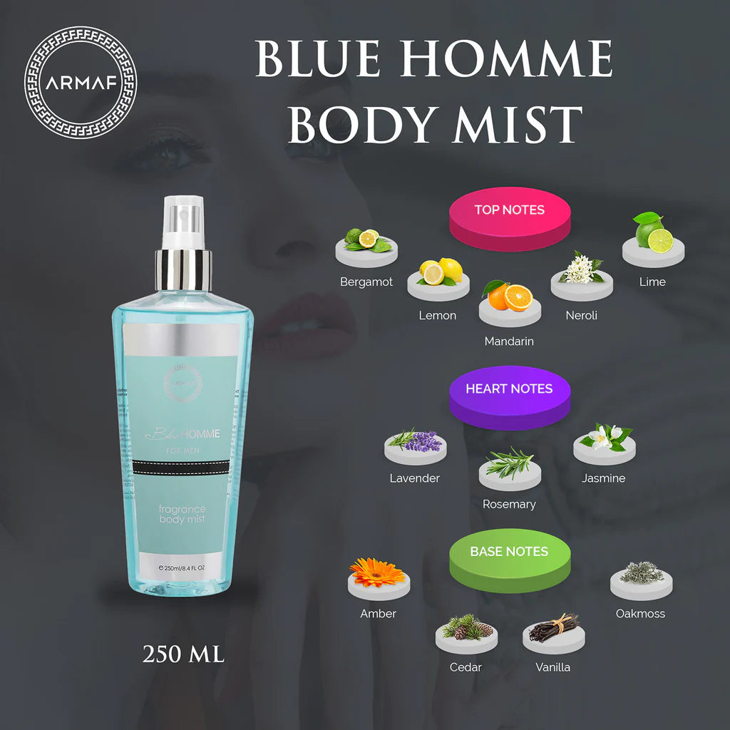 Armaf Blue Homme Mist for Men 250ml | Fresh & Long Lasting Body Spray | Daily Wear Deodorant