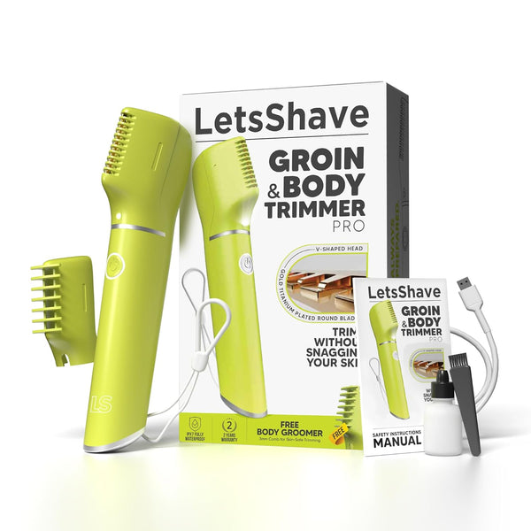 LetsShave Men Intimate Trimmer Waterproof Body Groomer Skin Safe R Blades 90 Min Runtime