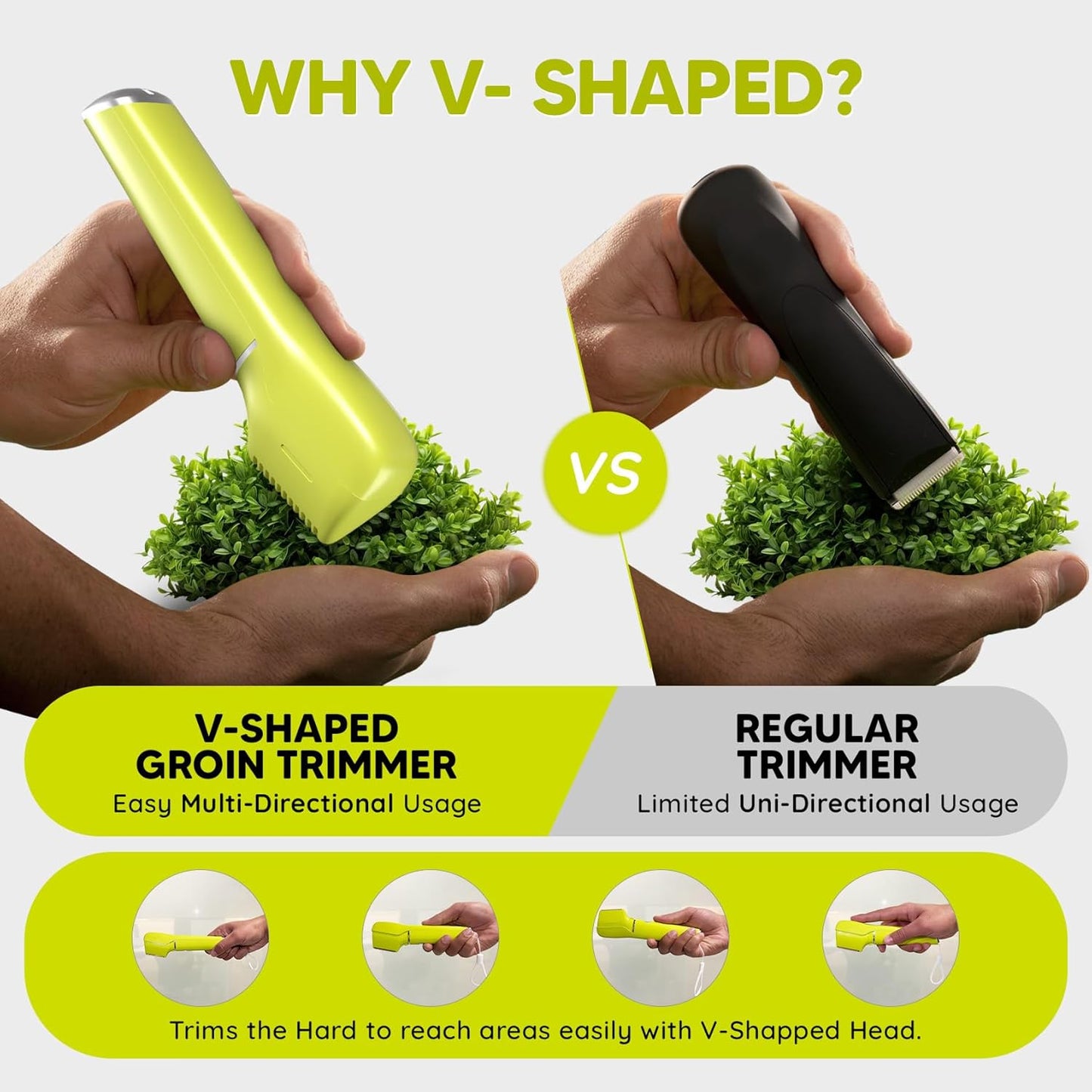 LetsShave Men’s Intimate Trimmer | Skin-Safe ‘R’ Blades | 90 Min Runtime | Waterproof Body & Groin Groomer