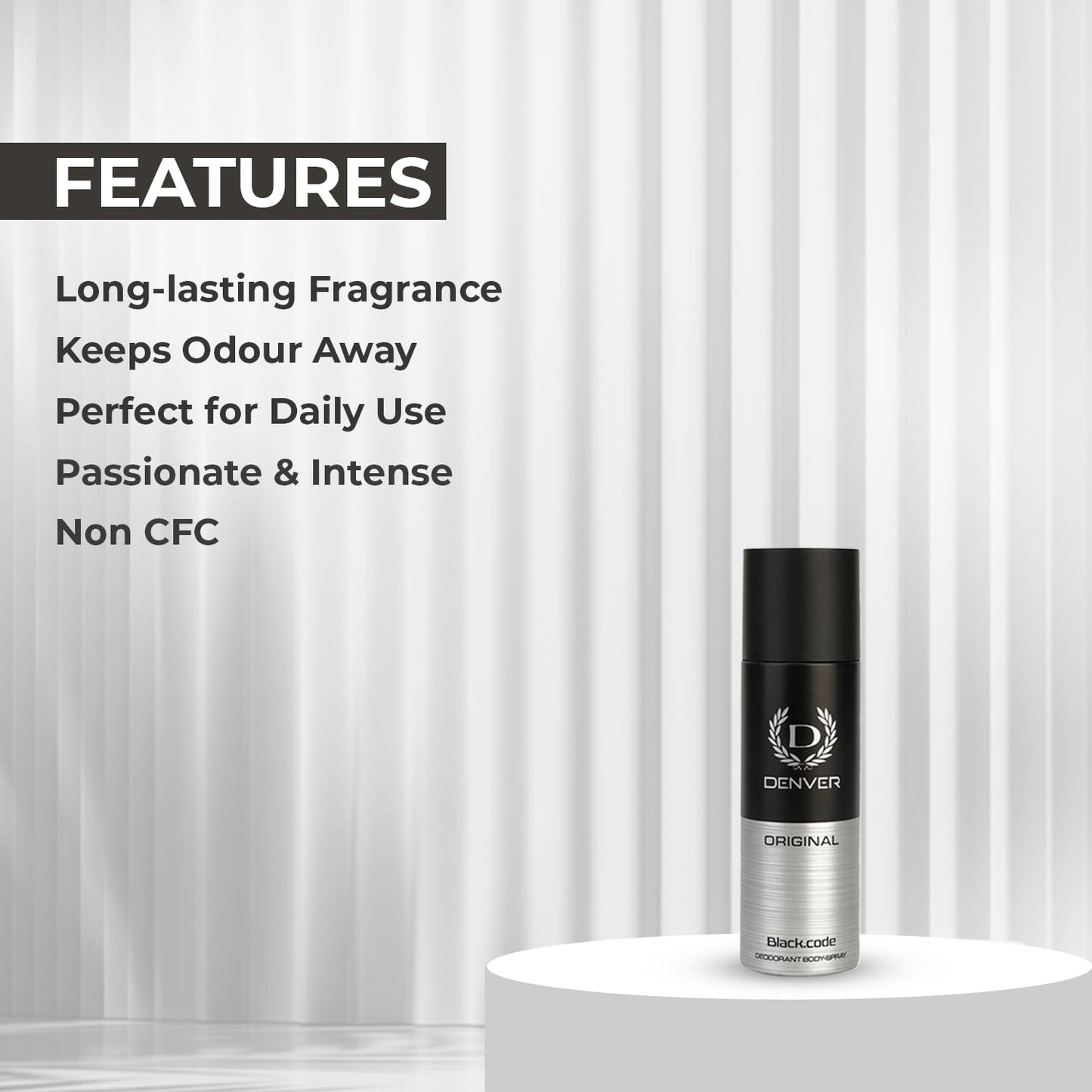 Denver Black Code Nano Deodorant for Men | Long-Lasting Freshness | Travel Size Body Spray | Pack of 4 (50ml Each)