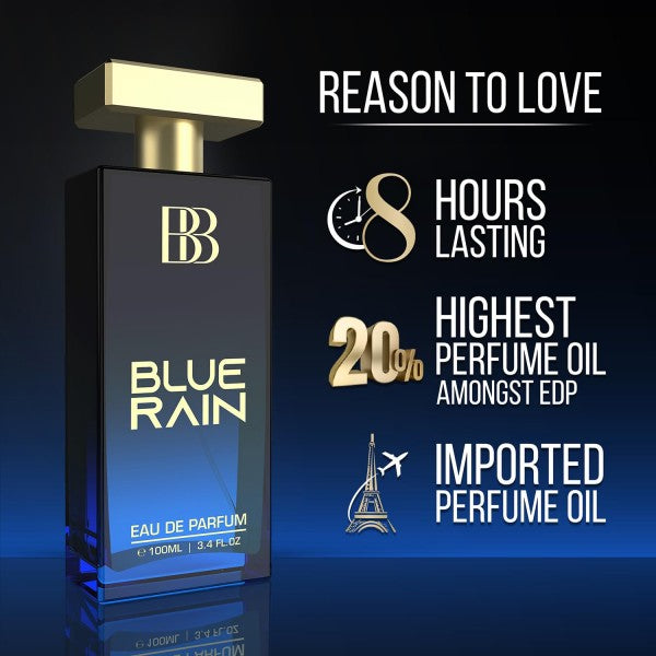 Bergamot Beaute Blue Rain Eau De Parfum Men, 100ml | Long Lasting Perfume for Men | Premium Luxury Fragrance Scent