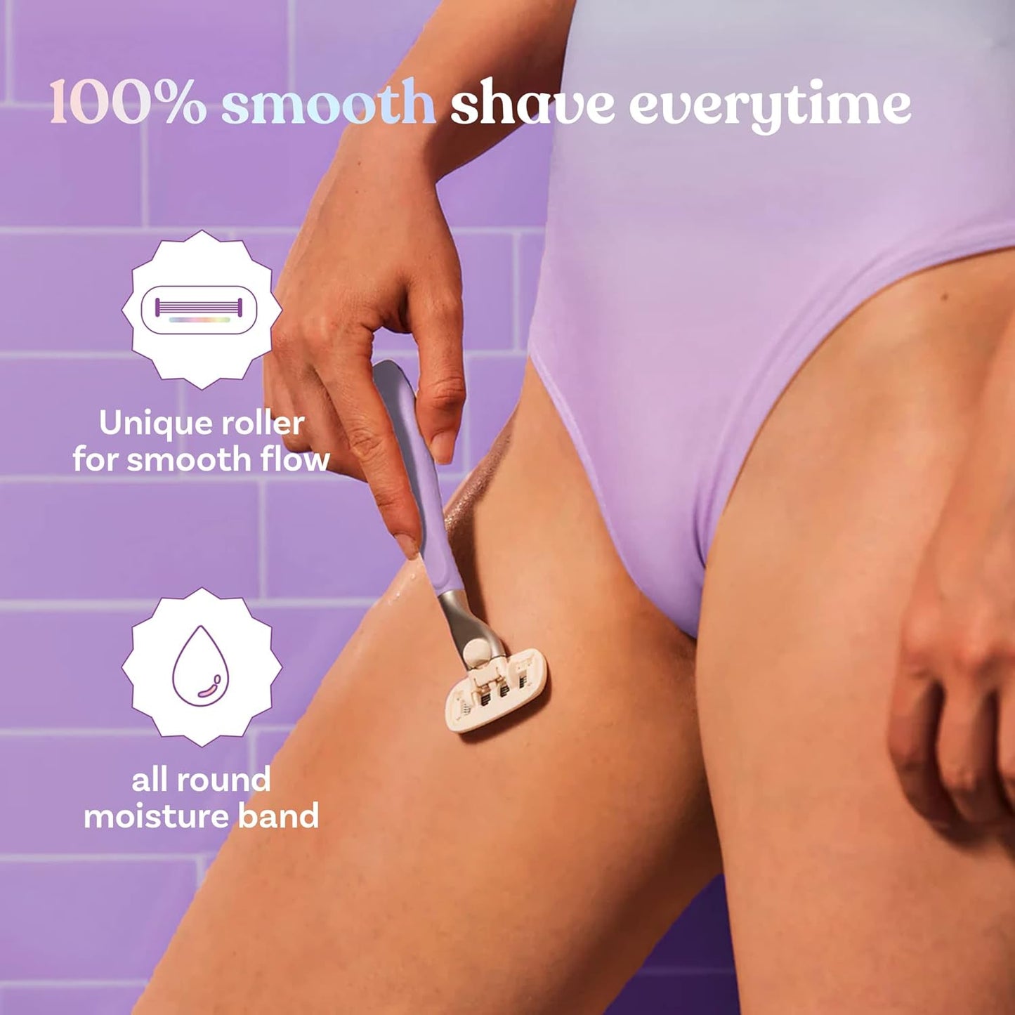 Bombae Rollplay Razor Refills for Women | 2 Cartridges | Aloe Vera & Vitamin E Glide Strip | Smooth Hair Removal Blades