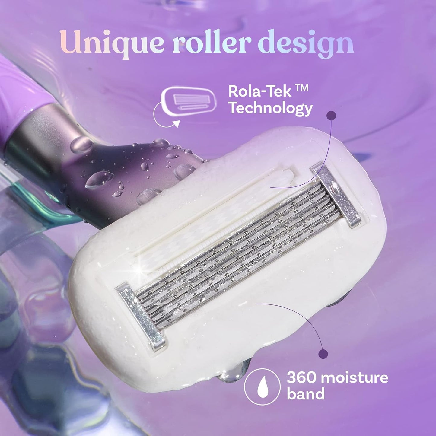 Bombae Rollplay Razor Refills for Women | 2 Cartridges | Aloe Vera & Vitamin E Glide Strip | Smooth Hair Removal Blades