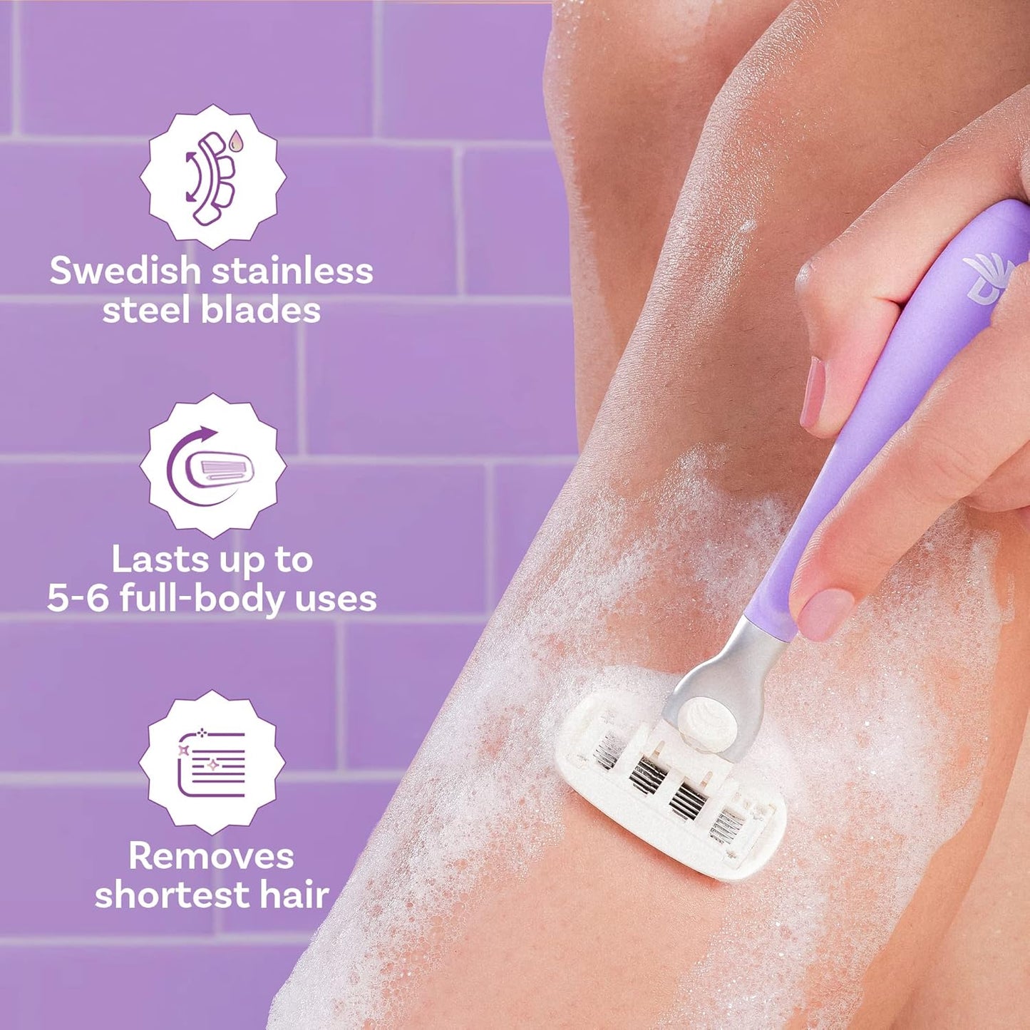 Bombae Rollplay Razor Refills for Women | 2 Cartridges | Aloe Vera & Vitamin E Glide Strip | Smooth Hair Removal Blades