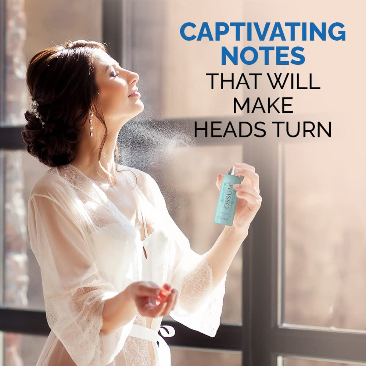 "Woman holding a 25ml Ossum Cherish pocket deodorant spray to show its travel-friendly size."