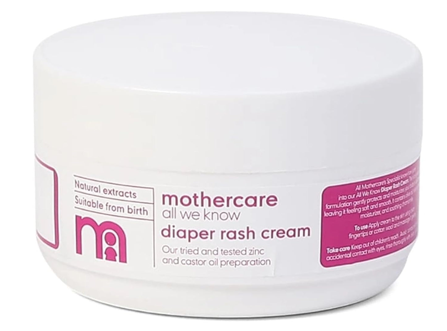 Mothercare All We Know Diaper Rash Cream 100g | Zinc & Castor Oil Formula | Hypoallergenic Baby Diaper Rash Cream