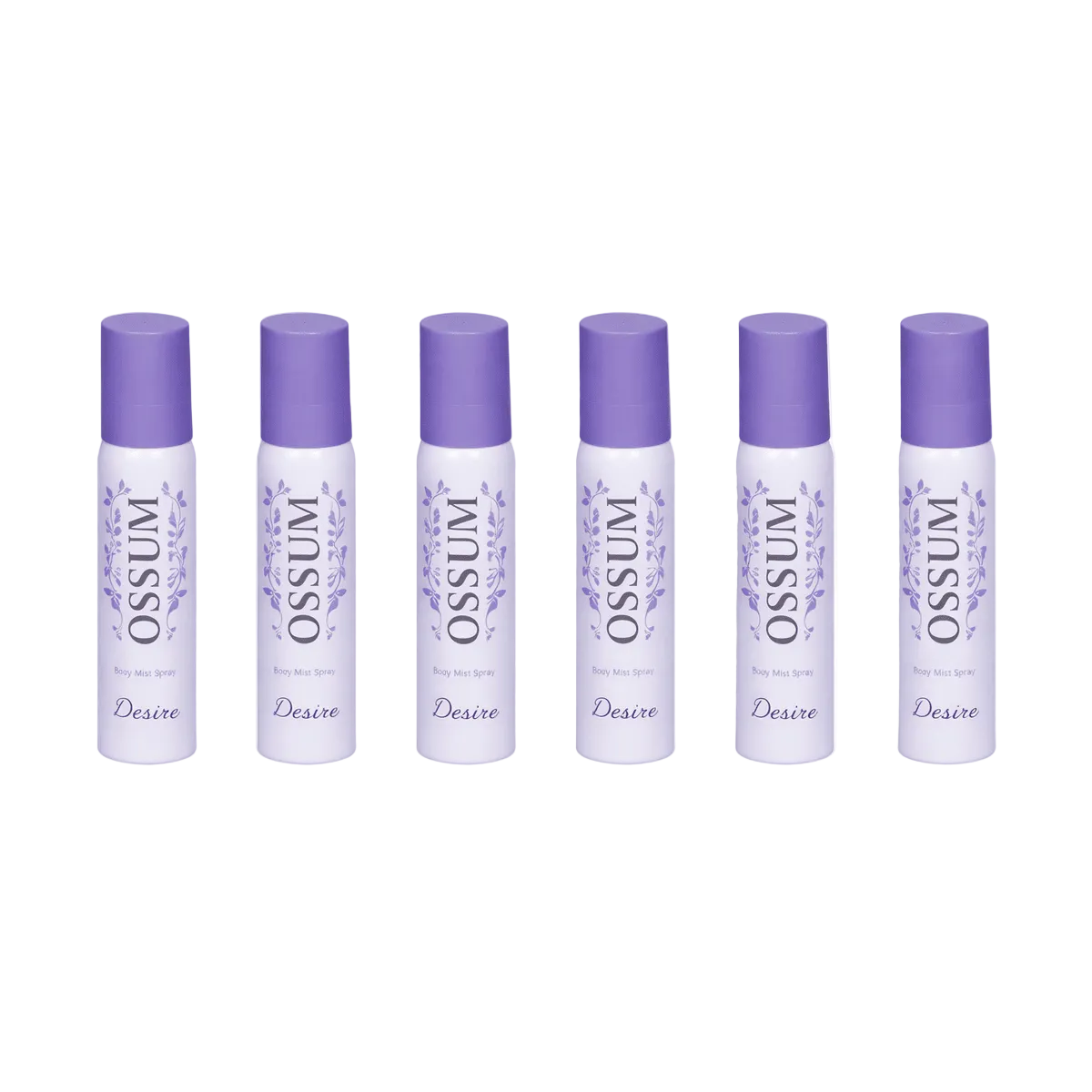"Ossum Desire fragrance body spray 25ml, combo pack of six bottles."