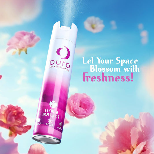 Oura Floral Bouquet Air Freshener, 220ml | Home Fragrance | Air Freshener Spray for every room | Eliminates Odor For Home & Office | Fine Fragrances | Long Lasting Room Freshener