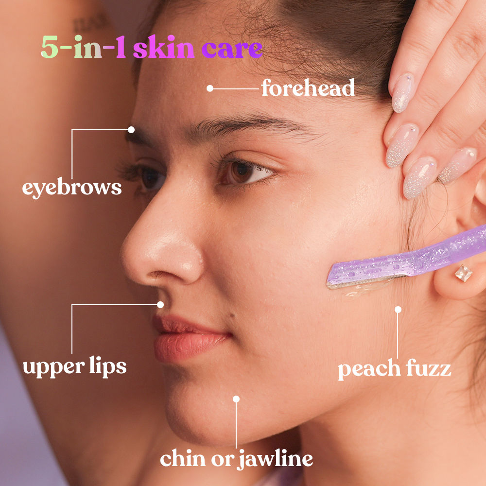 Bombae Glam-Up Beauty Razor for Women | Reusable & Painless Facial Hair Remover | Smooth Skin & Makeup-Ready Finish