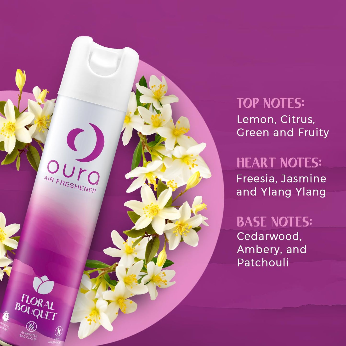 Oura Floral Bouquet Air Freshener, 220ml | Home Fragrance | Air Freshener Spray for every room | Eliminates Odor For Home & Office | Fine Fragrances | Long Lasting Room Freshener