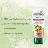 Biotique Fruit Brightening Face Wash| Ayurvedic and Organically Pure| Advanced Swiss Technology |100% Botanical Extracts| Suitable for All Skin Types | 100mL