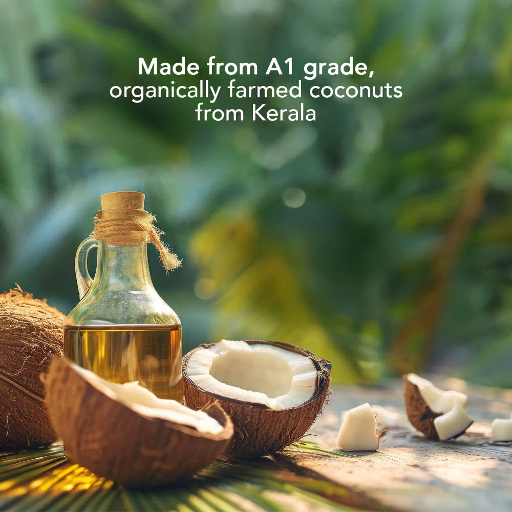 Organic Extra Virgin Coconut Hair Oil (with Flip Top Bottle) : 100% Pure | Cold Pressed Coconut Oil for Hair | Improves Hair & Hydrates (200ml)