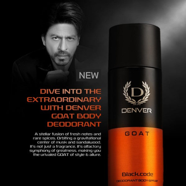 DENVER G O A T Black Code Deo -150ML Each (Pack of 3)| Long Lasting Deodorant Spray For Men