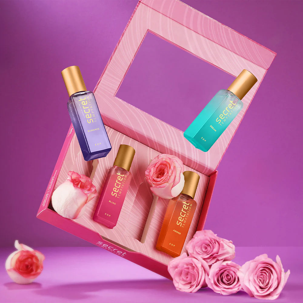 Secret Temptation Eau De Parfum Gift Set for Women, Pack of 4 (4 x20ml)