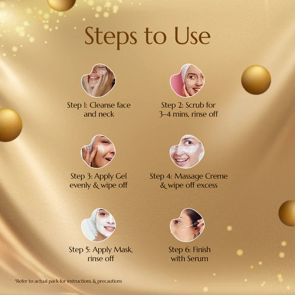 Gold Facial Kit | 6 Steps | 24 Carat Gold For A Radiant Glow Look