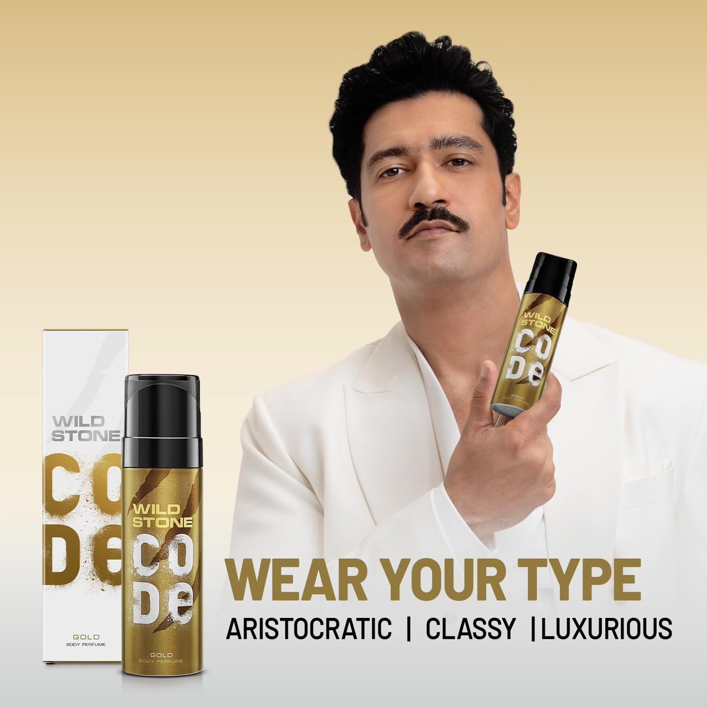 Wild Stone CODE Gold Fresh Scented Body Perfume for Men, 120ml | No Gas Deodorant | Long Lasting Body Spray
