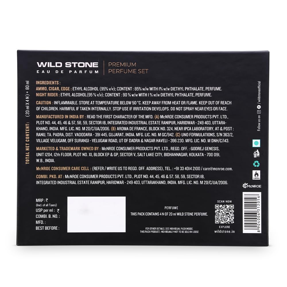 Wild Stone Perfume Gift Set for Men, Pack of 4 (4x20ml)