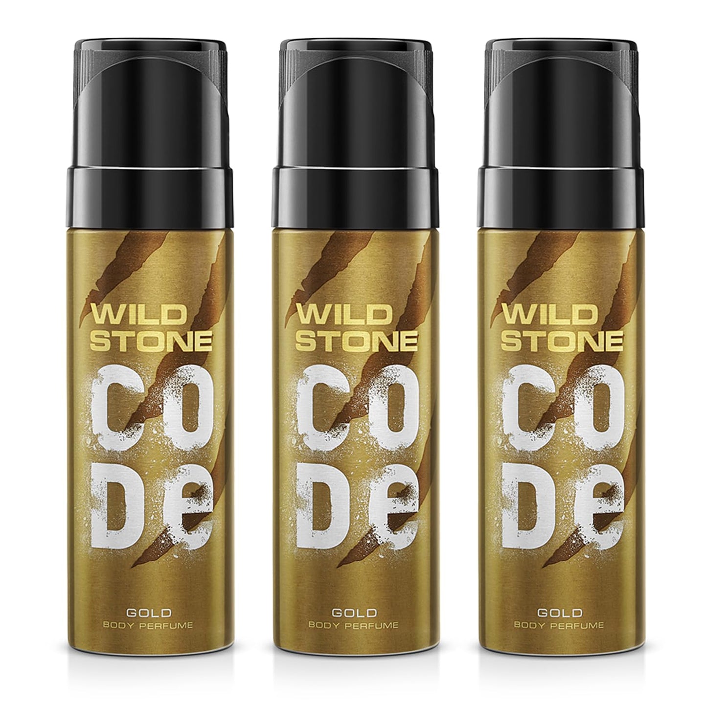 Wild Stone CODE Gold Body Perfume for Men Pack of 3 120ml No Gas Deodorant