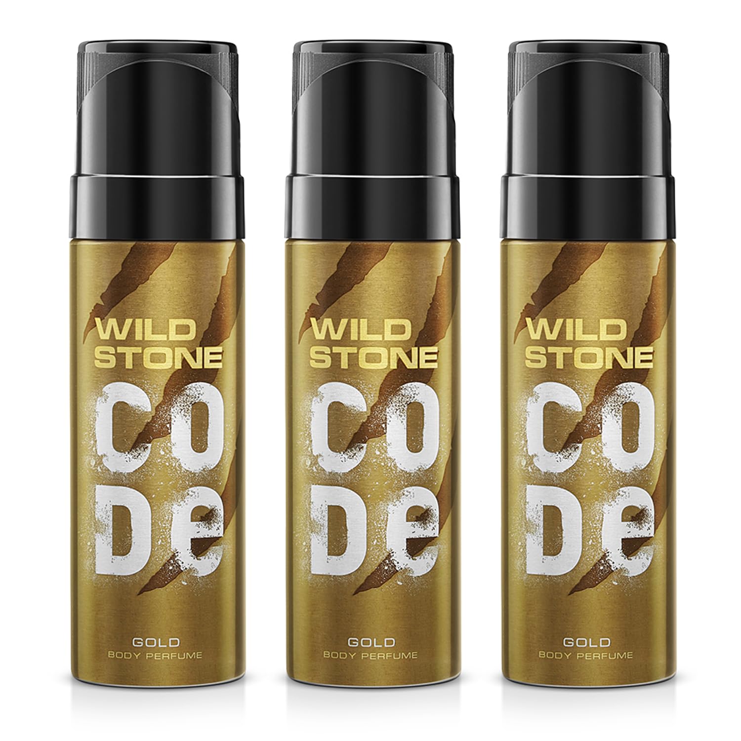 Wild Stone CODE Gold Body Perfume for Men Pack of 3 120ml No Gas Deodorant