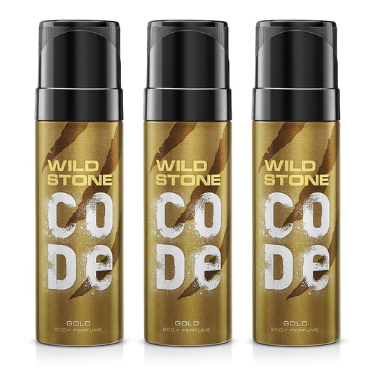 Wild Stone CODE Gold Body Perfume for Men Pack of 3 120ml No Gas Deodorant
