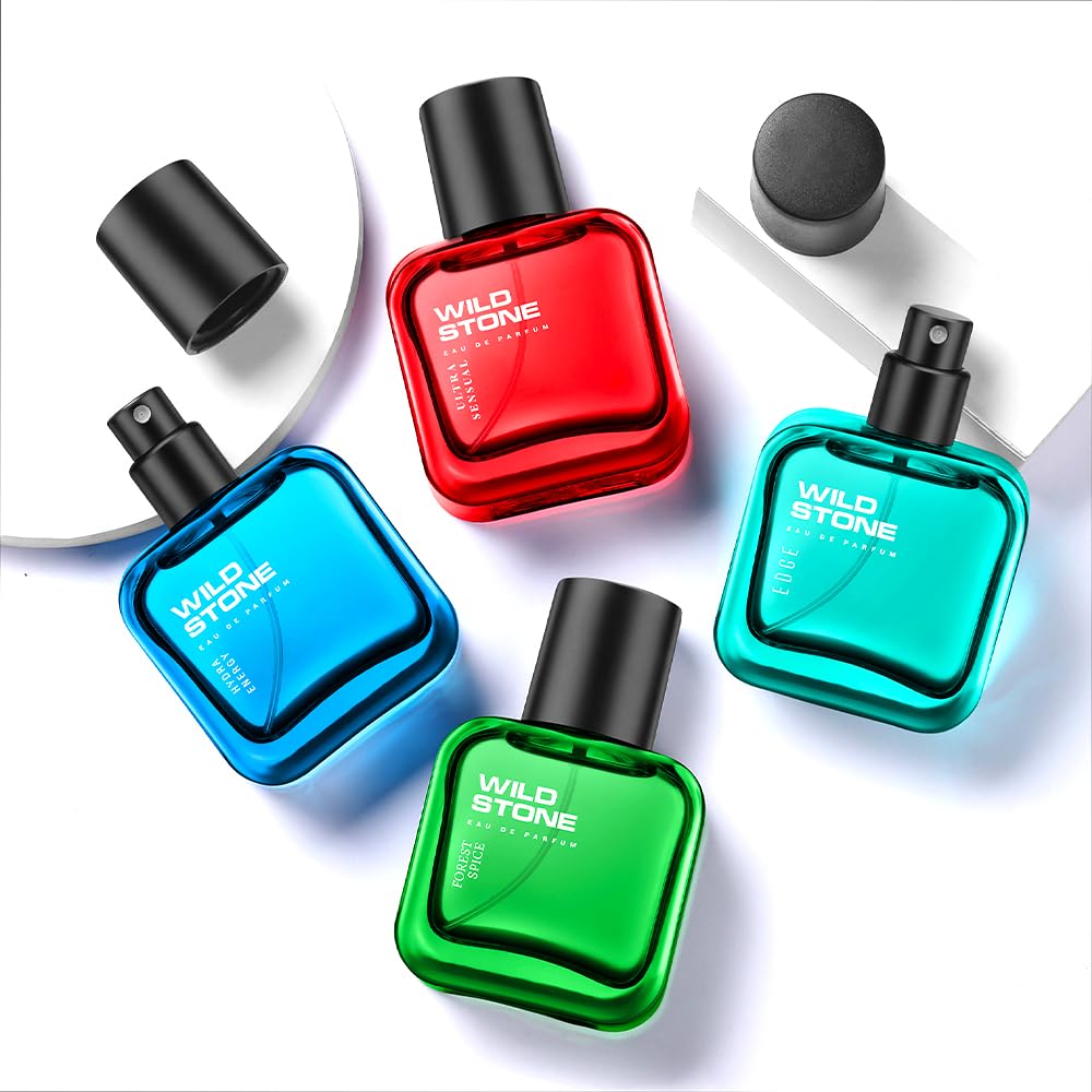 Wild Stone EAU DE Parfum Gift Set for Men, Pack of 4 (4x30ml) | Premium Fragrance Gift Set | Edge,Ultra Sensual, Hydra Energy & Forest Spice Luxury Perfume Gift Set