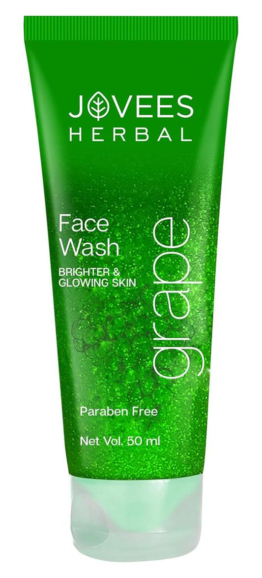 Jovees Herbal Grape Face Wash With Grape Seed & Orange Peel Extracts | For Brighter & Glowing Skin | Reduces Uneven Skin Tone & Fine Lines | For All Skin Types 50ML