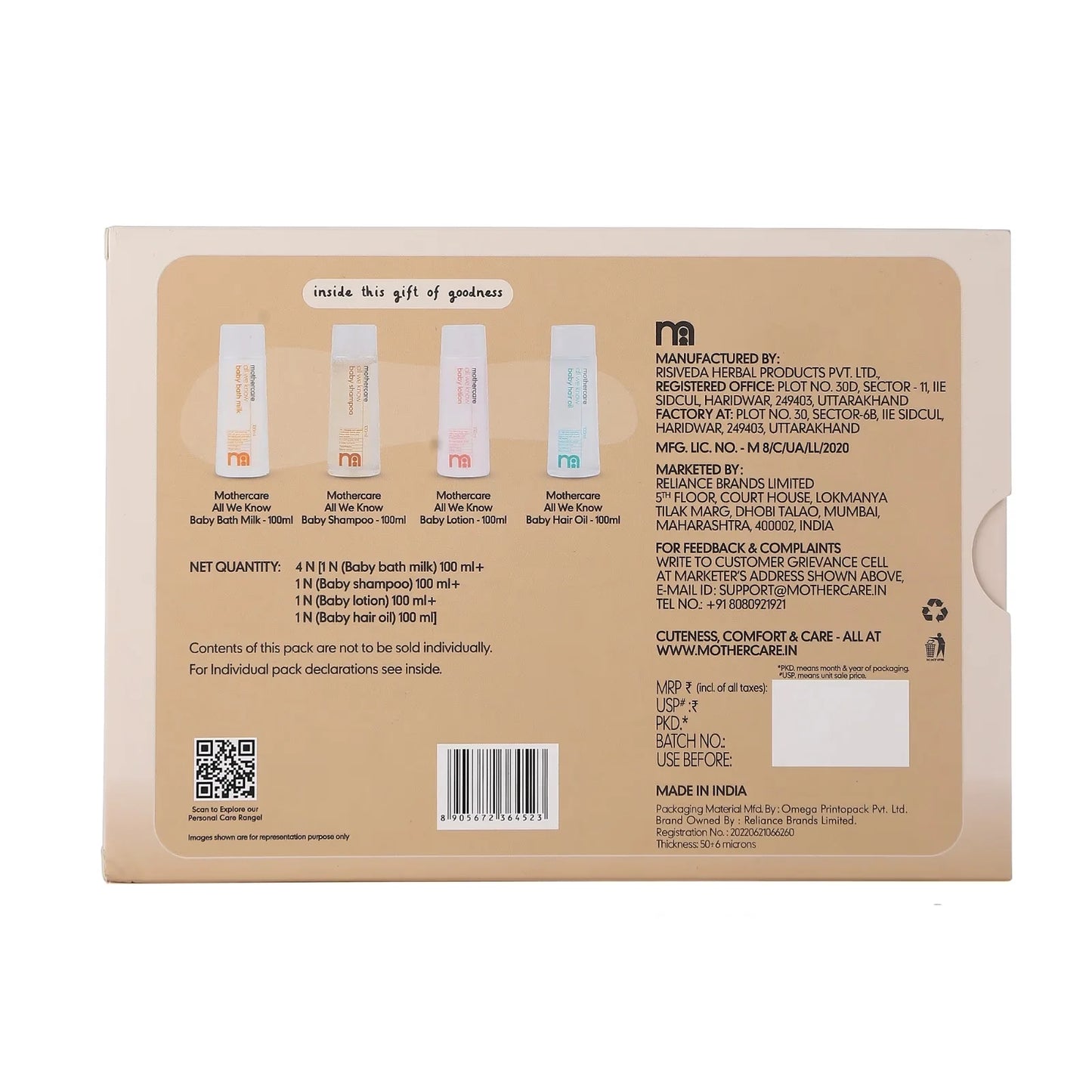 Mothercare Gift Set for Babies | Baby Gift Box (Pack of 4, 100ml Each)