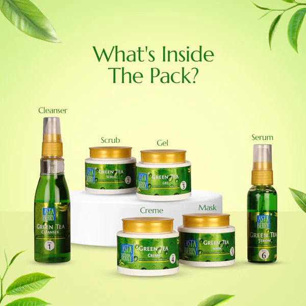 Green Tea Facial Kit | 6 Steps Fights Skin Damage & Gives a Brightning Glow