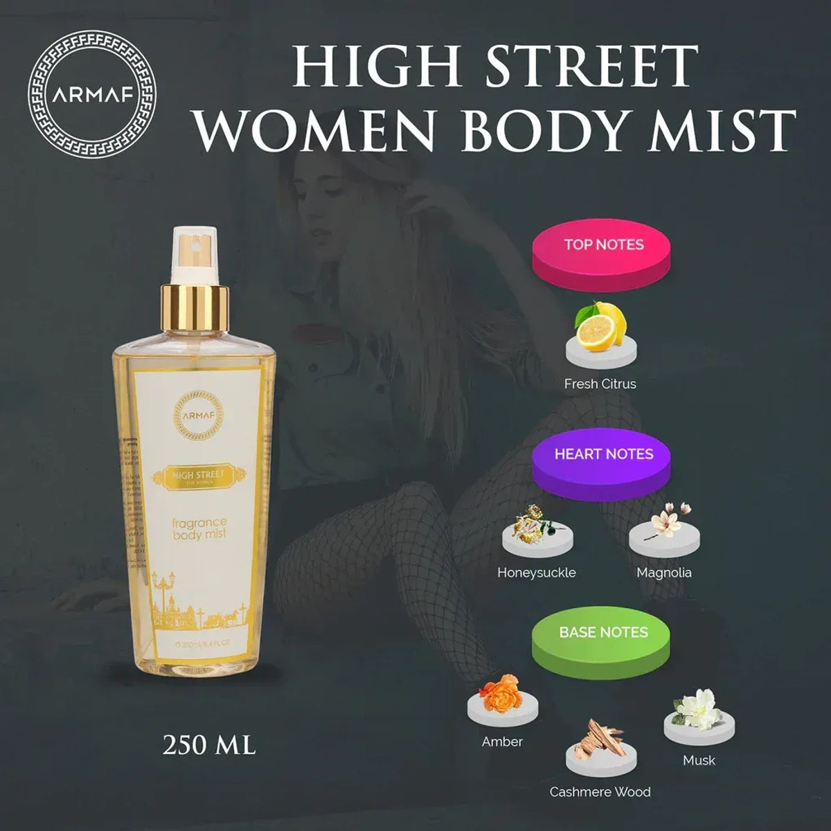 Armaf High Street Body Mist for Women | Fresh & Floral Fragrance | Long Lasting Perfumed Mist