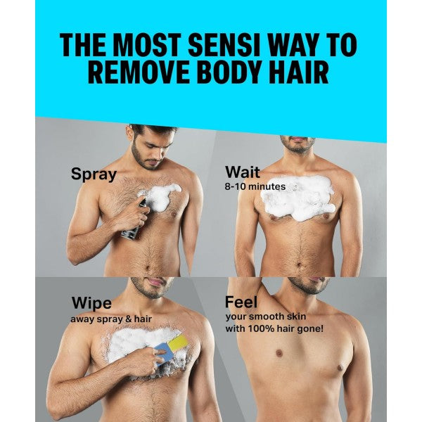Bombay Shaving Company Sensi Hair Removal Spray - 200g | Painless & Irritation Free Spray (200 ml) | For Chest, Arms, Underarms & Legs | Pleasant Smell | Hair Removal Cream Spray
