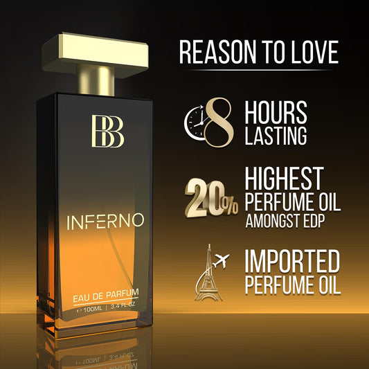 Bergamot Beaute Inferno Perfume for Men100ml | Premium Long Lasting Fragrance with Musk and Citrus | Best EDP Gift for Men (Eau De Parfum) | Luxury Man perfume