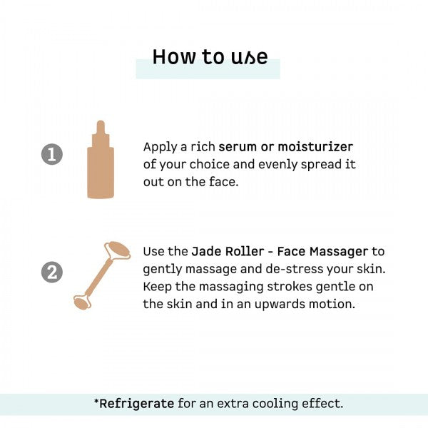 mCaffeine Jade Roller Face Massager | Improves Skin Elasticity, Reduces Puffiness & Wrinkles, Eases Fine Lines and Boosts Blood Circulation | For Men & Women | Made of Natural Energizing Jade Stone