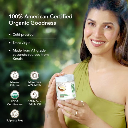Organic Extra Virgin Coconut Oil: 100% Pure | Cold Pressed Coconut Oil for Hair, Face & Baby Massages | Moisturizes & Hydrates (100ml)