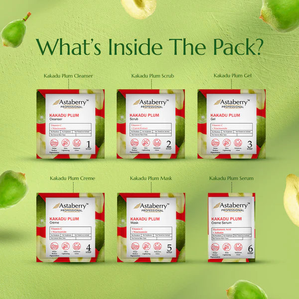 Astaberry Professional Kakadu Plum Facial Kit | 6 Steps | Set of 12 Kits