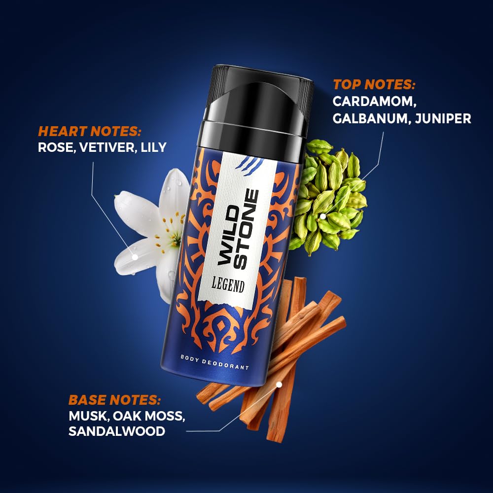 Wild Stone Legend Long Lasting Deo Body Spray For Men, 150ml (Pack of 2)