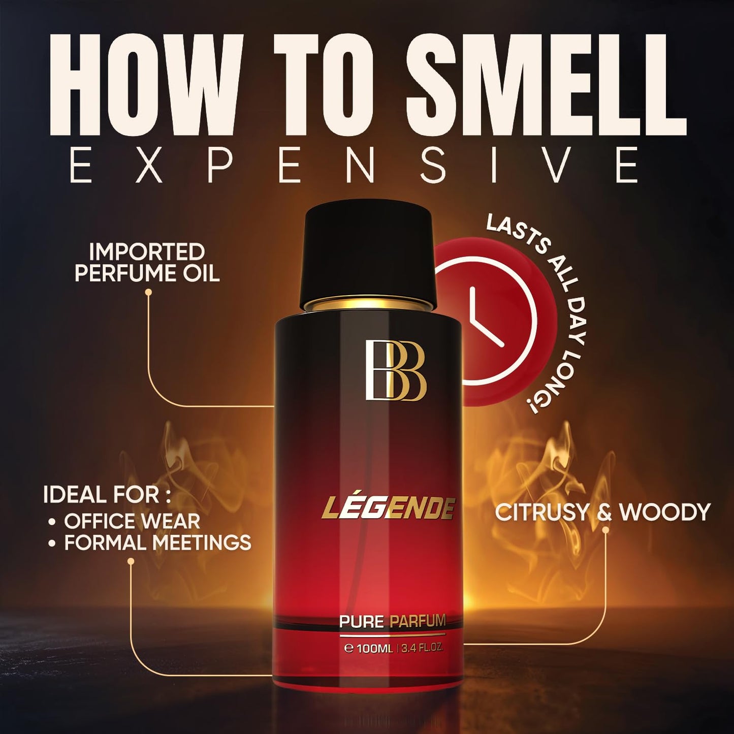 LEGENDE Pure Parfum | Bergamot, Woody & OUD | 12+ Hrs Long Lasting Perfume for Men | Higher Concentration than Eau De Parfum 100ML