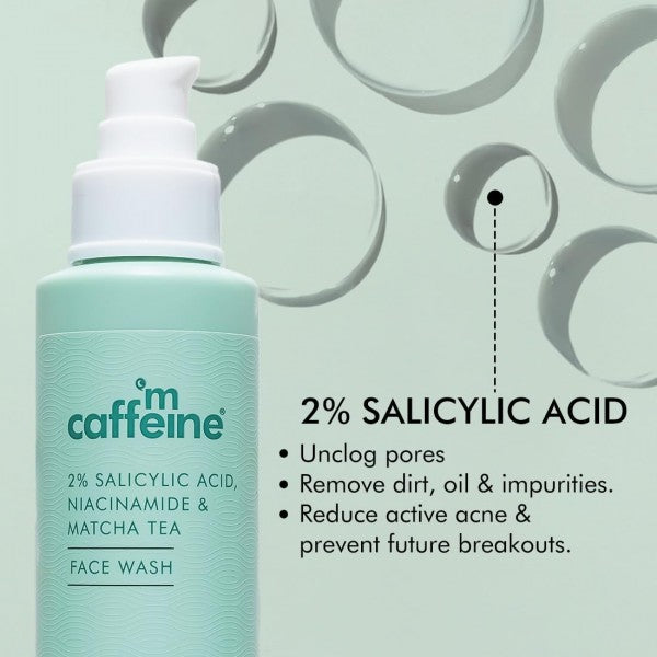 mCaffeine 2% Salicylic Acid Niacinamide & Matcha Tea Face Wash, 100ml