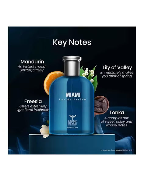 Bombay Shaving Company Miami Eau De Parfum for Men 100ml | Fresh Long-Lasting Fragrance | Premium Perfume for Men