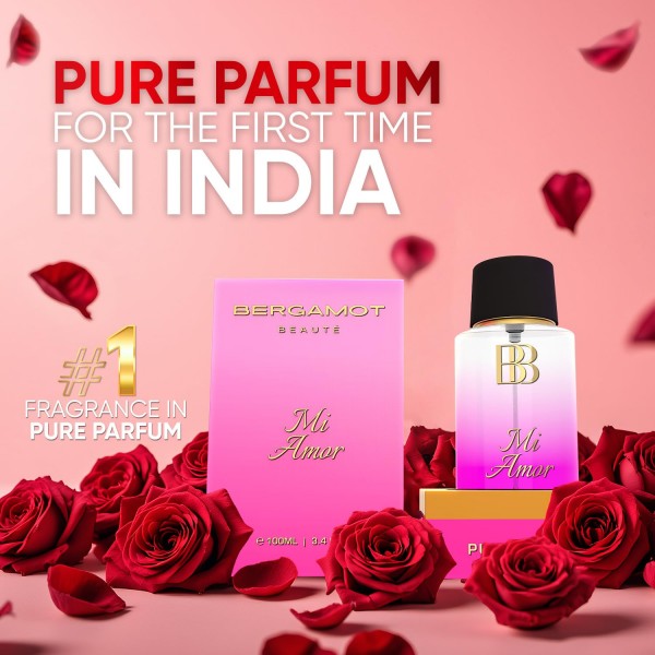 Bergamot Beaute  MI AMOR Pure Parfum | Pear, Rose & Cashmere | 12+ Hrs Long Lasting Perfume for Women | Higher Concentration than Eau De Parfum 100ML