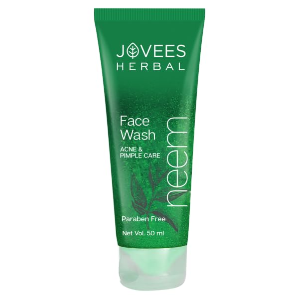 Jovees Herbal Neem Face Wash With Neem & Tea Tree Extracts | For Oily & Acne Prone Skin | Oil Control, Remove Impurities And Prevents Pimples For Men & Women | 50 ML